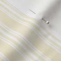 White Irregular Ticking Stripes on Pale Butter Yellow - Small Scale