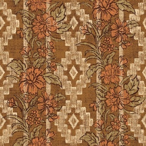 Southwest Floral Stripe - extra large - peach, sage, and warm earth tones