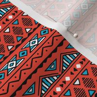Salmon and Sky Blue African Geometric Wax Print