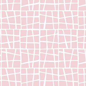 wonky tiles cotton candy - crooked mosaic - light pink tiles fabric and wallpaper