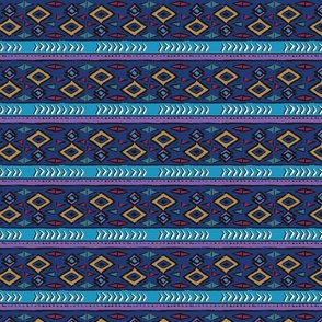 Blue African Wax Print With Geometric Diamonds