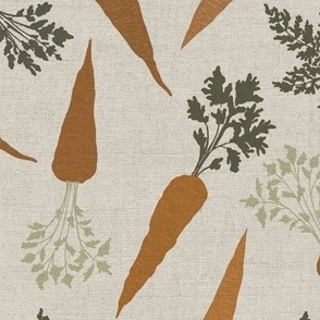 Large / Easter Carrots on Linen Texture