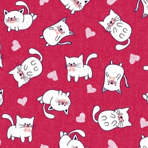 Cute Valentine Cats - Magenta LS