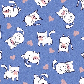 Cute Valentine Cats - Periwinkle LS