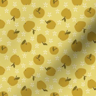 Yellow Apple Spice {on Straw} Fruit Kitchen Tea Towel