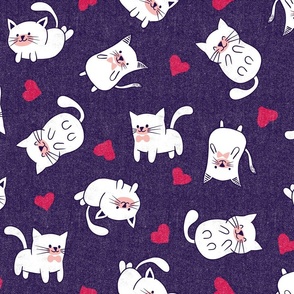 Cute Valentine Cats - Purple Large Scale