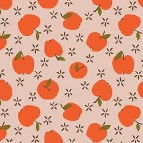 Apple Spice {on Neutral Tan / Desert Sand} Retro Red-Orange Apples