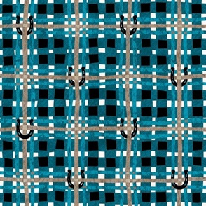 Teal Plaid with Horseshoes
