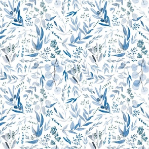 Eucalyptus Leaves Botanical Pattern - Blue S