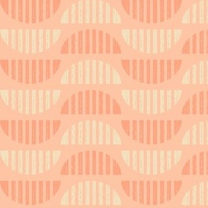 Modern Mid Century Fabric Geometrics, Semicircles  / Mellow Pink Version / Medium Scale