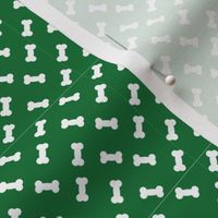 Dog Bone, Small Bones, St Patricks Day Shamrocks, Saint Patrick's Day Fabric - Dog Fabric - Clover - Dark Green and White