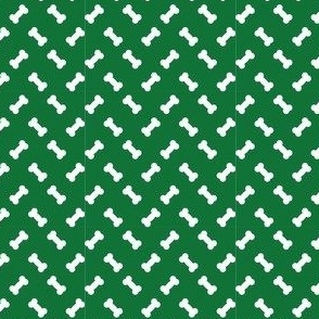 Dog Bone, Small Bones, St Patricks Day Shamrocks, Saint Patrick's Day Fabric - Dog Fabric - Clover - Dark Green and White