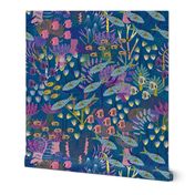 Bohemian fishes (24") - Shoals of tropical fish and coral in a reef in this colorful sea life inspired design