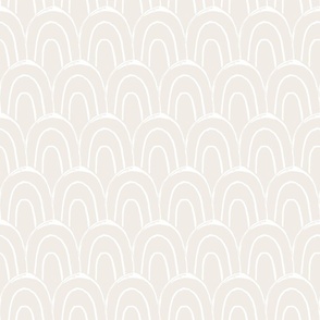 Block Print Scallop Pattern in Barely There Neutral Beige - Large Scale