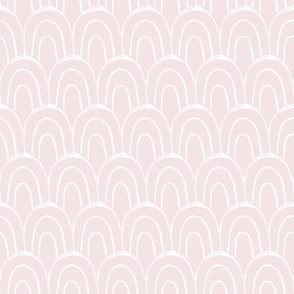 Block Print Scallop Pattern in Barely There Blush Pink - Large Scale