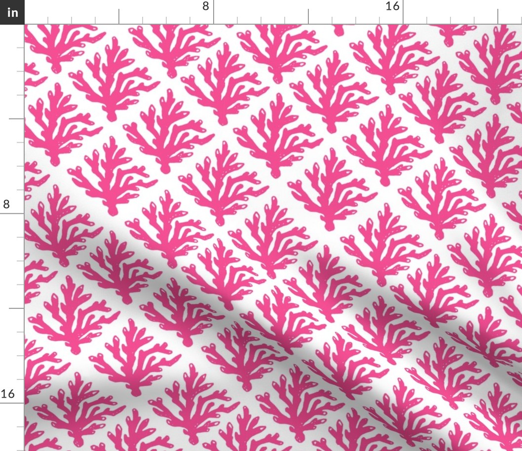 New! Smaller Size Coral Branch Block Print - Hot Pink