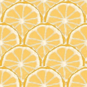 (L) Torn Paper Yellow Summer Lemon Slices Scales Pattern Large