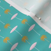 Mini - Retro palm tree and beach umbrella pattern repeat