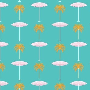 Medium - Retro palm tree and beach umbrella pattern repeat