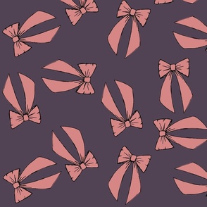 large - sweet bows in pink on dark purple