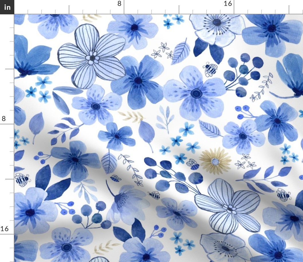 blue floral large