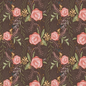 Victorian Roses in Brown