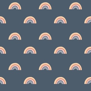 Rainbow in Yellows and Peach on Navy blue
