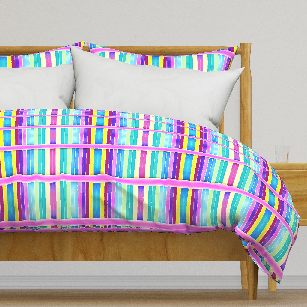 Vertical Rainbow Stripes With Lavender