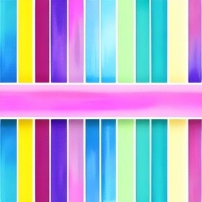 Vertical Rainbow Stripes With Lavender