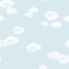 Little Fluffy White Clouds on Light Blue
