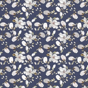 white flowers on navy / small
