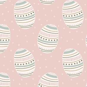 Easter eggs decorated with patterns - blush pink