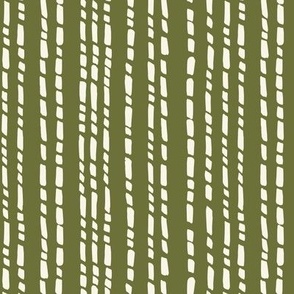 Small // Wonky Stripes: Hand-Painted Geometric Boho Stripe - Olive Green 