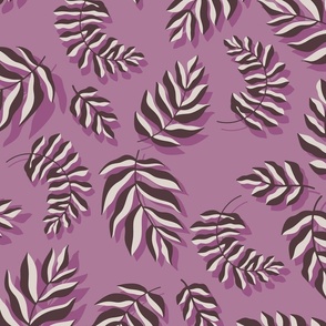 Wavy Bohoemian Fronds and Ferns: Mauve Pink, Chocolate, and Cream