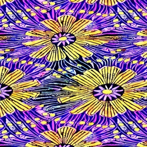 Purple and Yellow Field of Flowers