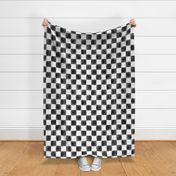checkers hand painted black and white tile