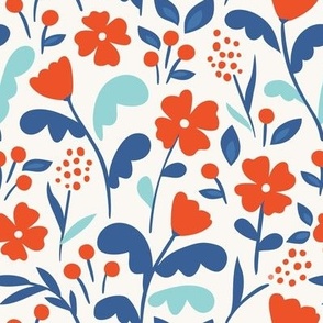 Pansies and Tulips - Red and Blue