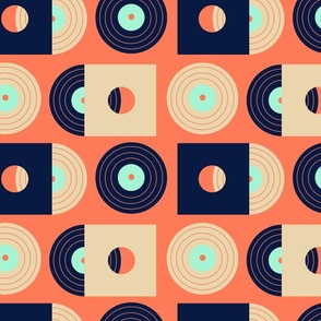 (L) Vinyl records geometric orange