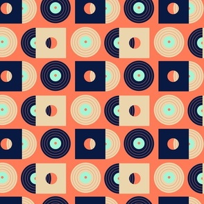 (M) Vinyl records geometric orange