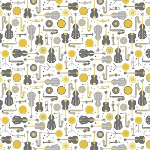 (S) Jazz musical instruments yellow grey