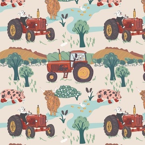 Animals at the Farm - Vintage old white (without flowers option) | medium scale 
