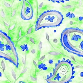 Green and blue paisley