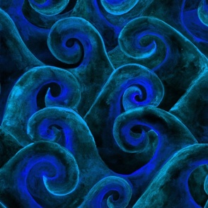 Blue and black waves
