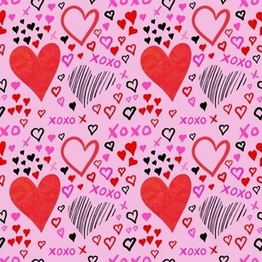 Hearts, XOXO Pink Pattern 01 