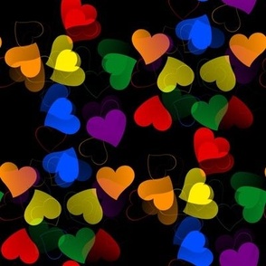 1A. PRIDE RAINBOW HEARTS LG on BLACK