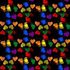 1A. PRIDE RAINBOW HEARTS SM on BLACK