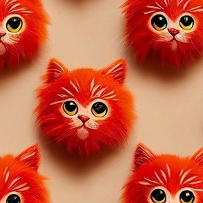 Fluffy Dots, Orange Cats, Beige