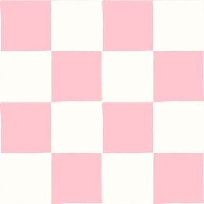 Pink and White Hand Drawn Check
