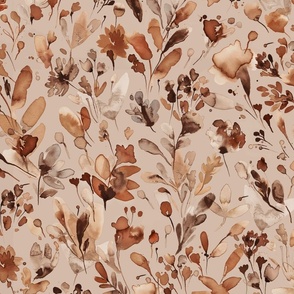 Summer rustic floral Earth tone sand brown  Medium