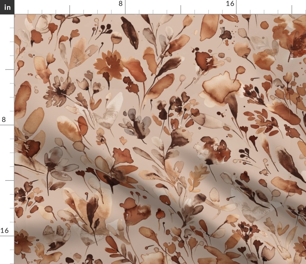 Summer rustic floral Earth tone sand brown  Medium